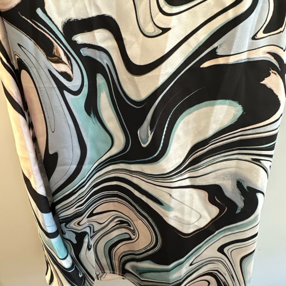 The Fifth Label Swirl Print Midi Skirt - Black, White, Blue - Picture 2 of 4